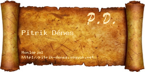 Pitrik Dénes névjegykártya
